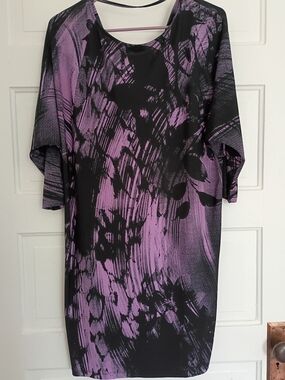 Fun/Funky Muse Purple and Black Abstract Dolman Sleeve Dress